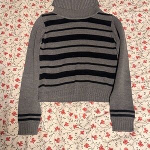 Cozy Kids' Gray and Black Striped Turtleneck